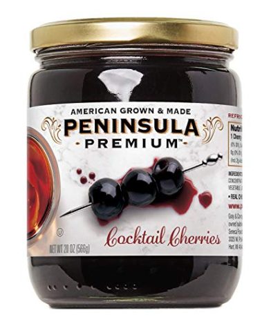 Peninsula Premium Cocktail Cherries | Award Winning | Deep Burgundy-Red | Silky Smooth, Rich Syrup | Luxe Fruit Forward, Sweet-Tart Flavor | Gourmet | American Grown & Made | 20 Oz
