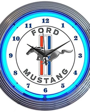 Neonetics Ford Mustang Blue Neon Wall Clock, 15"