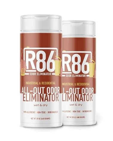R86 Industrial All-Out Odor Eliminator, Removes Dead Animal Odor, Skunk Odor, Urine, Poop, Musty Basement & More – Natural Formula, Use Wet or Dry, Biodegradable
