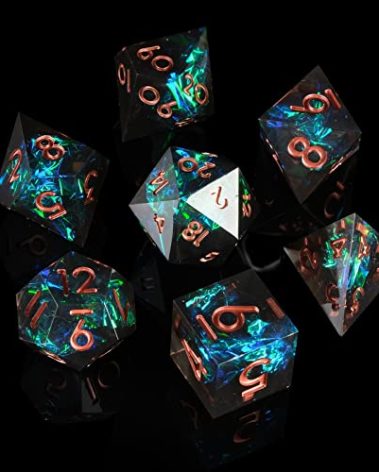 Sharp Edge DND Dice Set Handmade 7 Accessories Dice for Dungeons and Dragons TTRPG Games, Multi-Sided RPG Polyhedral Resin Sharp Edge Dice Roleplaying Games