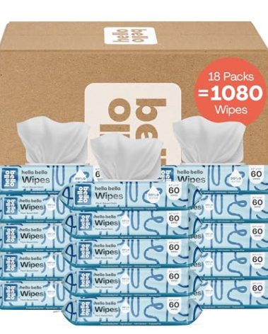 Hello Bello Extra Gentle Unscented Baby Wipes, Plant Based, Made with 99% Water and Aloe for Babies and Kids, 1080 Count