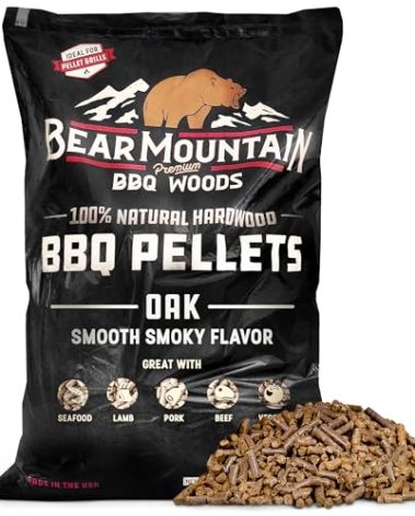 Bear Mountain All Natural Wood Pellets for Smoker, Grill & BBQ, 40 Lbs, Oak - Premium Hardwood Barbecue Pellets for Indoor and Outdoor Grilling