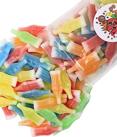 Grandys Candys Nik-L-Nips Vintage Wax Bottle Candy Drinks Filled with Flavored Syrups (Cherry, Orange, Lemon, Blue Raspberry, and Green Apple Flavors) 1 Pound