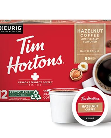 Tim Hortons Hazelnut Flavored, Medium Roast Coffee, Single-Serve K-Cup Pods Compatible with Keurig Brewers, 12ct K-Cups, Red