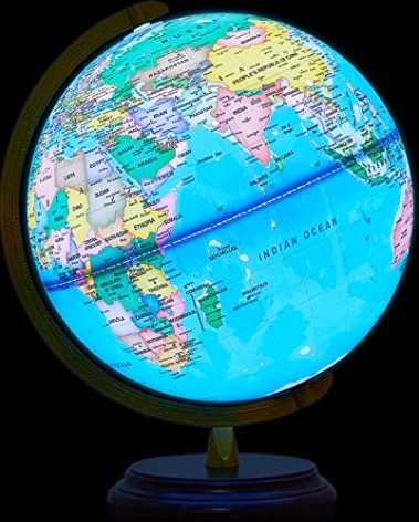 Amylove 13'' Illuminated World Globe for Adults 720°/360° Rotation Rewritable Light Up Globe with Stand World Map for Interactive Learning Light with Base Lamp LED Decor(Wood,Classic)
