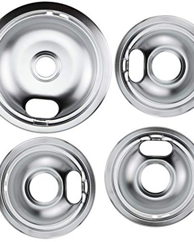 W10196405 W10196406 Chrome Drip Pans Kit by Blutoget -Compatible for Whirlpool Electric Range Burner -Replaces 0089285 0091813 0304979 0310228 -Includes an 8-Inch and 3 6-Inch Electric Stove Drip Pans