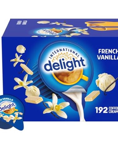 International Delight, French Vanilla, Single-Serve Coffee Creamers, 192 Count (Pack of 1), Shelf Stable Non-Dairy Flavored Coffee Creamer, Great for Home Use, Offices, Parties or Group Events