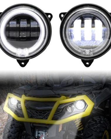 UTVXPERT LED Low Beam Headlights with Halo Ring DRL Headlamp Assembly compatible with 2012-2022 Can Am Outlander 500 650 800 850 1000 XMR STD XT XT-P Accessories, Replace #710006177 (2 PCS)