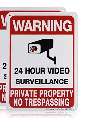 Sheenwang 2-Pack Private Property No Trespassing Sign, video surveillance signs outdoor, UV Printed .040 Mil Rust Free Aluminum 10 x 7 in, Security camera sign for home, Business, Driveway Alert, CCTV