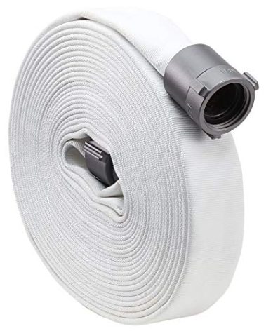 FireHoseDirect 1 1/2" x 25' Single Jacket Hose - Made in USA - White - NH Couplings