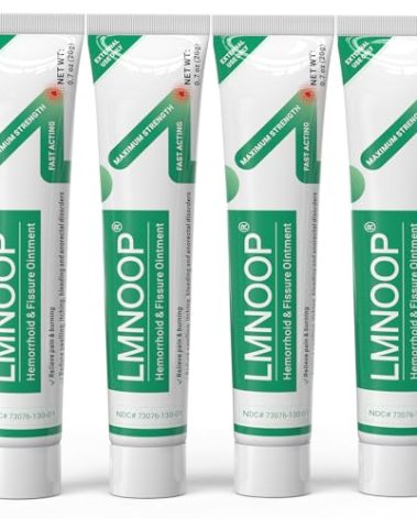 Hemorrhoid Treatment Ointment, Maximum Strength Treatment & Fast Relief for Pain, Itching, Burning, Swelling, Fissure, Bleeding, Discomfort, Long-Lasting Internal & External Hemorrhoid Cream(4-Pack)