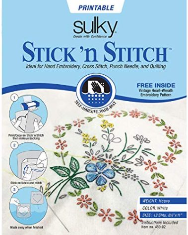Stick N Stitch Self Adhesive Wash Away Stabilizer Twelve Sheets of 8-1/2 x 11