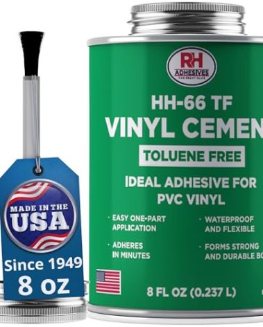 HH-66 Toluene Free Vinyl Cement, 8 oz. can - Vinyl Adhesive, Cement Glue, Repair Glue, Inflatables, Pool Liner, Tarps, Tents, Awnings, Mats, Covers, Waterproof, High Strength, RH Adhesives