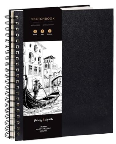 Artist’s Sketchbook Hardcover – 200GSM Very Thick Paper – Spiral Sketch Book for Drawing and Mixed Media – Sketch Pad, Art Book - 5.8 x 8.5, 40 Sheets / 80 Pages