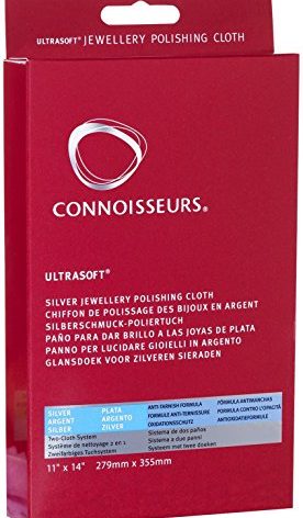 Connoisseurs Silver Cleaning Cloth, Ultra Soft Polishing Cloth for Cleaning, Polishing and Restoring The Shine of Jewelry, 100% Cotton Fiber, 28 x 35 cm