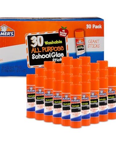 Elmer's All Purpose School Glue Sticks, Washable, 22 Grams, 30 Count