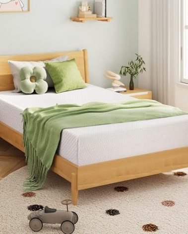 EGOHOME 5 Inch Twin Mattress for Kids, Memory Foam Mattress with Cooling Green Tea Gel, Relieve Pressure with Medium Firm Support, CertiPUR-US Certified, 75''L x 38''W, White