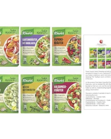 Salad Dressing Tasting Pack "B" - Instant Salad Dressing 12 pcs/sachets - by Helen's Own International - with English Instruction Booklet - Salat Krönung - Variety/Tasting Pack Selection"B"