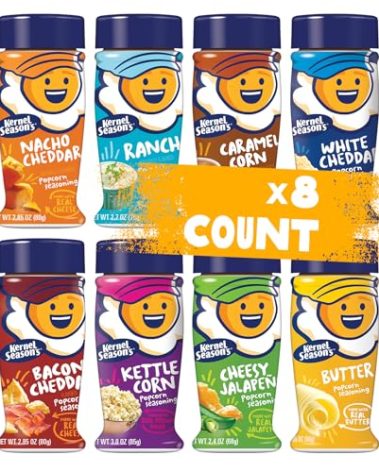 Kernel Season's Popcorn Seasoning Full Size Jars Variety Pack, Retail Sizes (Pack of 8)
