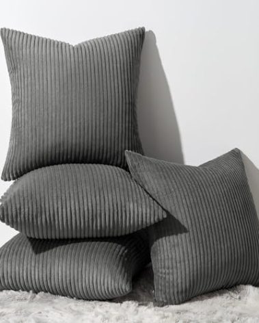 Topfinel Decorative Dark Grey Throw Pillow Covers Cushion Cases, Set of 4 Soft Velvet Modern Double-Sided Designs, Mix and Match for Home Decor, Pillow Inserts Not Included (16x16 inch)