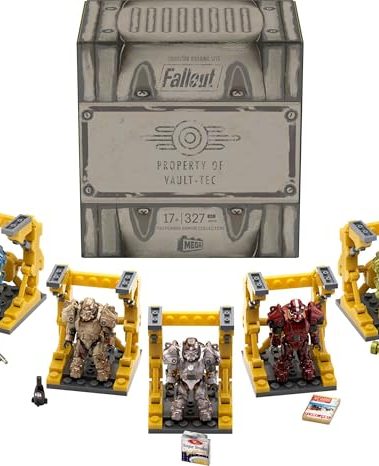 MEGA Fallout Action Figure Building Toy, T-60 Power Armor Collection with 327 Pieces, 5 Micro Action Figures and Accessories, for Collectors (Amazon Exclusive)