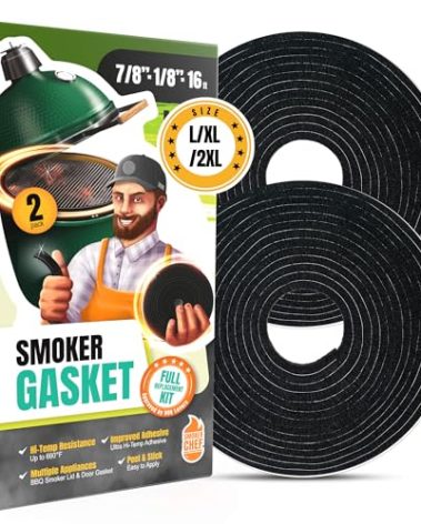 Gasket for Big Green Egg Large/XL/XXL - 2-Pack x 8 FT Smoker Gasket Seal - BGE Gasket 7/8" x 1/8" Felt - Compatible with Big Green Egg - Accessories & Parts for Grill by Smoker Chef
