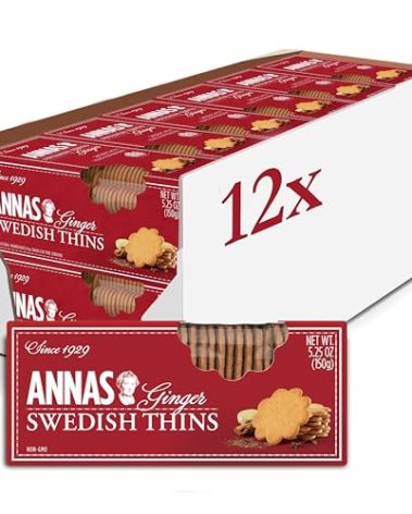 Annas Thins - Ginger Pepparkakor - 5.25 Ounce (Pack of 12) non GMO + Vegan