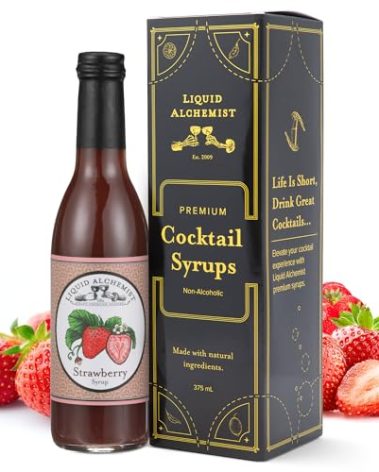 Liquid Alchemist Strawberry Syrup for Drinks - Real Ingredients Make our Strawberry Puree for Drinks a Perfect Margarita Mix - Our Flavored Syrup is Gluten & Dairy Free (12 oz)