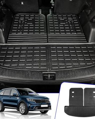 Rongtaod Cargo Mat Compatible with 2021-2025 Kia Sorento Cargo Liner Trunk Mat TPE All Weather Back Seat Cover Protector 2024 Sorento Accessories (Trunk Mat with Backrest Mat)