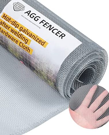 AggFencer 16in x 10ft Hardware Cloth 1/8 inch 27Ga Hot Dipped Galvanized After Welding, Chicken Coop Wire Fence, Welded Metal Fencing Roll Mesh for Bee Screen Garden Plant Poultry Animal Netting Cage