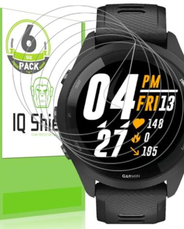 IQShield Screen Protector Compatible with Garmin Forerunner® 265 (6-Pack) Anti-Bubble Clear TPU Film