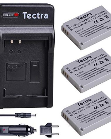 Tectra 3-Pack NB-5L Replacement Battery and Charger Kit for Canon PowerShot S100, S110, SD790 is, SD850 is, SD870 is, SD880 is, SD890 is, SD970 is, SX200 is, SX210 is, SX220 is, SX230 HS
