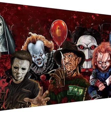 KYOQFVN Halloween Diamond Painting Kits for Adults,5D Full Round Diamond Halloween Clown Diamond Art Kit, Large Dots Diamond Painting for Beginners, DIY Beads for Home Wall Decor, 27.5" x 15"