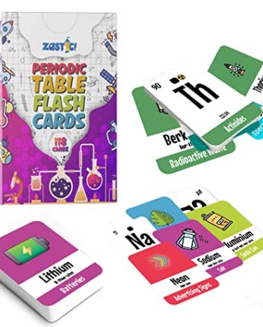 Zastic! Periodic Table Flash Cards - Laminated Elements Flashcards (118) for Kids - Great for Chemistry and Table Games