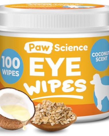 Paw Science Dog Eye Wipes - Hypoallergenic Eye & Face Wipes for Dogs, Cats, & Puppy - Pet Tear Stain Remover & Cleaner - Gently Cleans & Removes Discharge, Crust, & Gunk (Coconut)