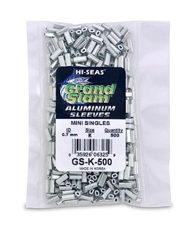 HI-SEAS Grand Slam Aluminum Sleeves, 0.7 mm ID, use with 40 lb / 18.1 kg Mono, 500 pc