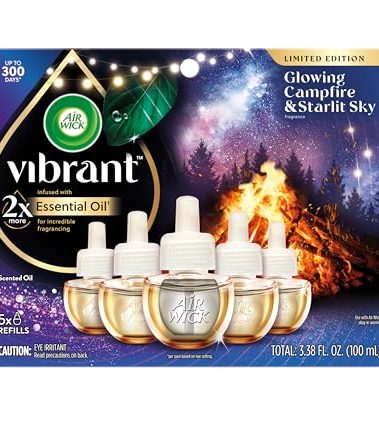 Air Wick Plug In Vibrant Scented Oils Refills, Campfire & Starlit Sky, 5 ct
