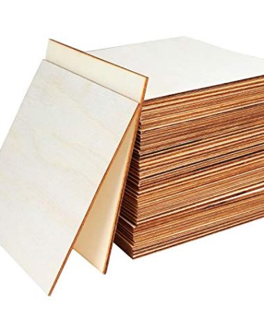 50 Pieces 6x6 Inch Wood Squares Unfinished Basswood Plywood Wooden Sheets 1/8 inch Thick Blank Wood Squares for Crafts Painting Scrabble Tiles Mini House Building Wooden Plate Architectural Model