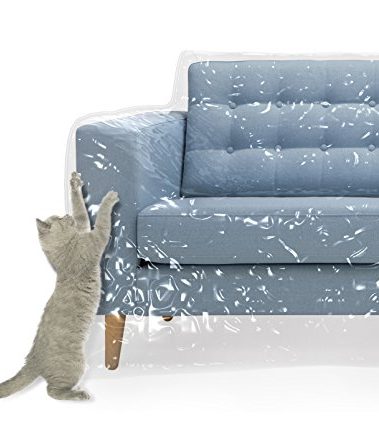 MEMINIM Plastic Couch Cover for Pets | Cat Scratching Protector Clawing Deterrent | Heavy Duty Water Resistant Thick Clear Vinyl | Sofa Slipover for Moving and Long Term Storage