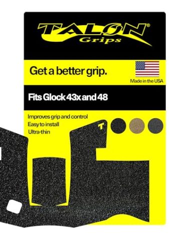 TALON Grips Adhesive Grip Compatible with Glock 43x & 48 – Made in The USA - Granulate, Black