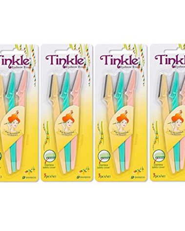 Tinkle Dermaplaning Tool 12ct, Dermaplane Razor for Women, Safe and Easy Peach Fuzz Remover, Eyebrow Trimmer with Protective Cover (4 Packs of 3)