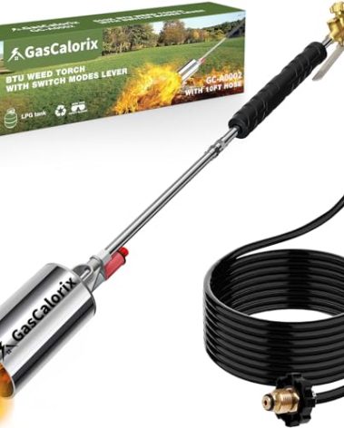 Propane Torch Weed Burner,Heavy Duty Flamethrower with 10FT Hose,Blow Torch with Self Igniter Powerful Flame for Weed,Driveway,Wood,Ice Snow Melting,Lawn,Garden,Yard, Patio,Outdoor