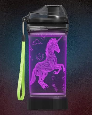 CoolGift Mart Unicorn Gifts for Girls, Light Up 3D Unicorn Water Bottle, 14oz Tritan BPA Free - Kids Drinking Cup - Christmas Holiday