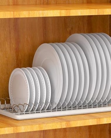 Simple Houseware Stainless Steel Plate Drying Rack with Drainboard, Chrome