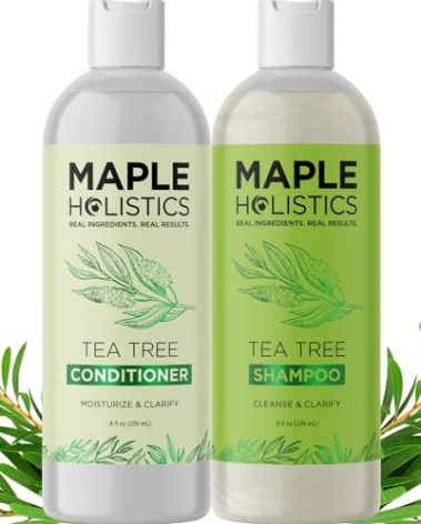 Tea Tree Shampoo and Conditioner Set - Sulfate Free Clarifying Shampoo and Conditioner for Oily Hair & Scalp Care with Australian Tea Tree Oil - Complete Dry Scalp Treatment for Build Up (8 Fl Oz)