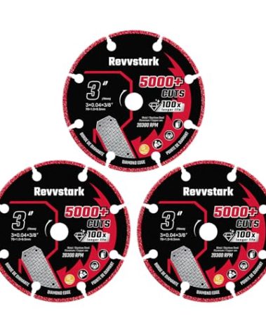 3 Pack Diamond Cutting Wheel 3 Inch with 3/8" Arbor, Carbide Cutting Wheel, Angle Grinder Cutting Disc, Cut Off Wheel 3 Inch for Metal with 5000+ Cuts on Rebar, Steel, Iron and INOX