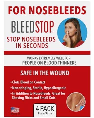 BleedStop™ First Aid Powder Strip for Blood Clotting, Trauma Kit, Blood Thinner Patients, Camping Safety, and Survival Equipment for Moderate to Severe Bleeding Wounds or Nosebleeds - 18g (Pack of 4)