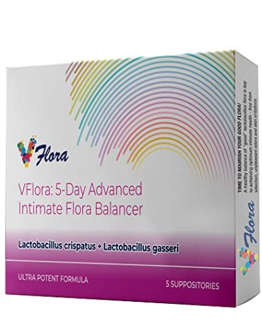 VagiBiom 5-Day Vflora (Lactobacillus crispatus + L. gasseri) to Balance Intimate Flora. Nourish and Nurture Good Flora for Skin Health. Ultra Potent 100% Natural Vegan (5 Suppositories)