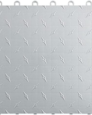 Speedway Garage Floor Diamond Tile, 12 x 12-Inch, Silver, 50-Piece Set