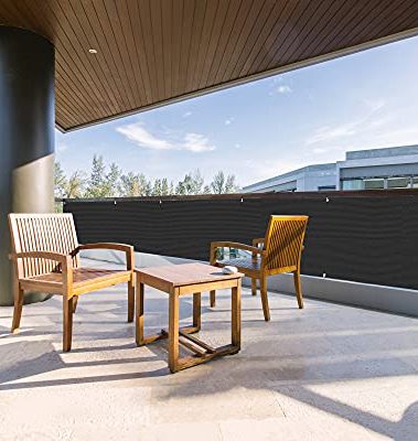 LOVE STORY Balcony Privacy Screen, 3'x16' Black Deck Shield Screen Fence Cover (HDPE),UV Protection and Weather-Resistant,3 FT Height for Deck, Patio, Backyard, Outdoor Pool, Porch, Railing